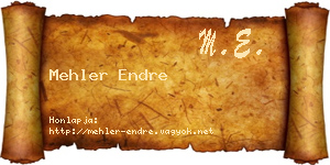 Mehler Endre névjegykártya